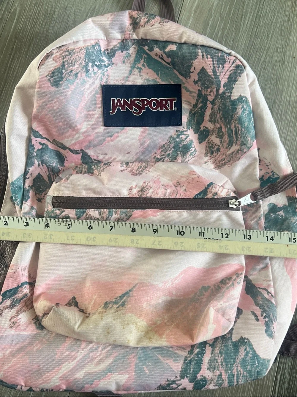 Jansport Pink and Teal Marble-Print Backpack